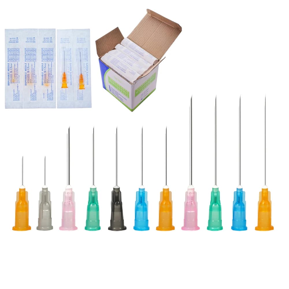 100PCS/box ,1inch/1.5inch Sterile Pointed Syringe Needles Specs 18G-27G Individually Packaged for Liquid Dispensing, Pet Care