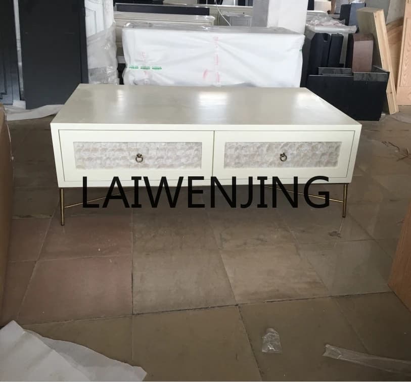 High-end furniture customization, solid wood American European neoclassical shell coffee table coffee table, coffee table