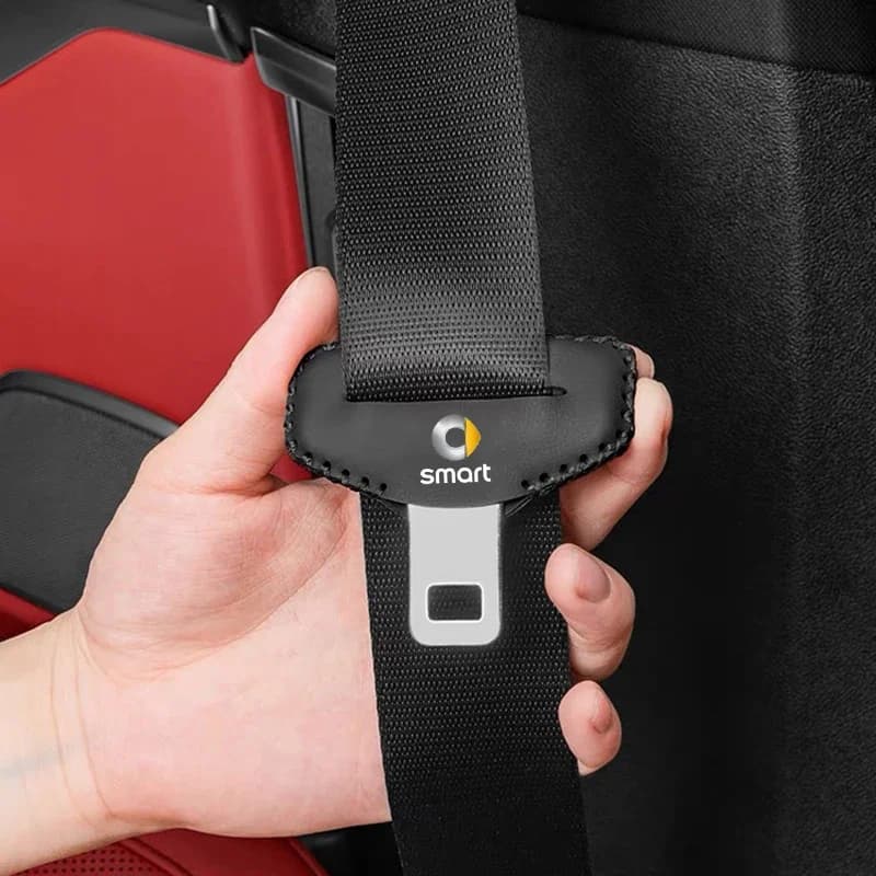 2pcs Car Seat Belt Buckle Cover Leather Protector Anti-collision Case For Smart 451 brabus Smart 453 fortwo forfour