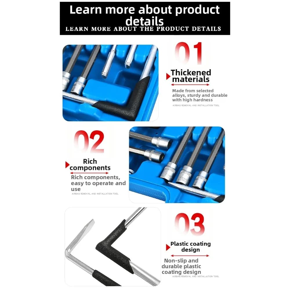 12-Piece Automotive Airbag Tool Kit for Maintenance and Dismantling with Alloy Tools for European Vehicle Airbag Systems