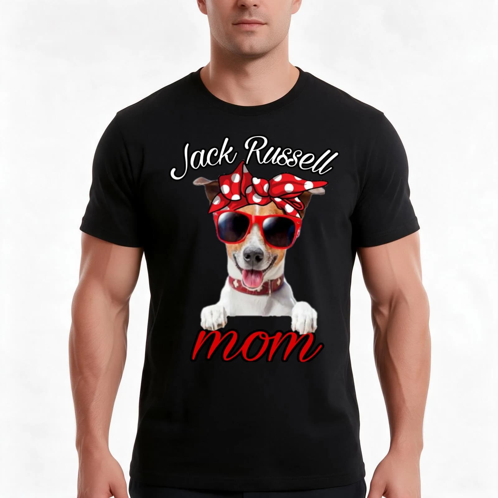 Jack Russell mom T-Shirt, Summer Casual Cotton Tee, Oversized Streetwear Tops, Vintage Graphic Print, Loose Fit Short Sleeve