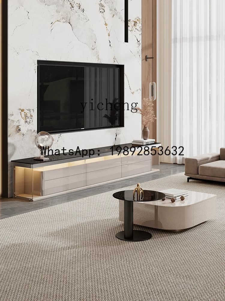 Italian floor TV cabinet living room home coffee table combination