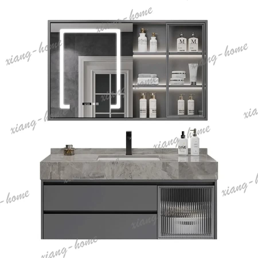 YJ Contemporary Storage Bathroom Cabinets Stable Bathroom Cabinet Minimalist Wood Ceramic Sink Home Furniture Mobili Da Bagno LJ