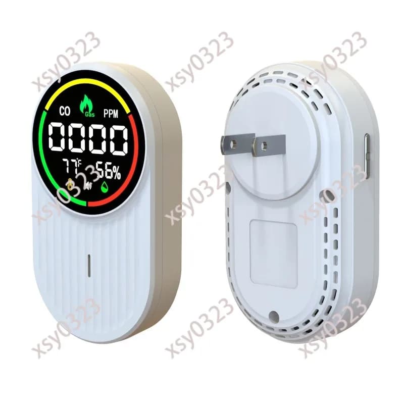 4-in-1 Wall Plug-in CO & Combustible Gas Detector Home Temperature Humidity Monitor for RV