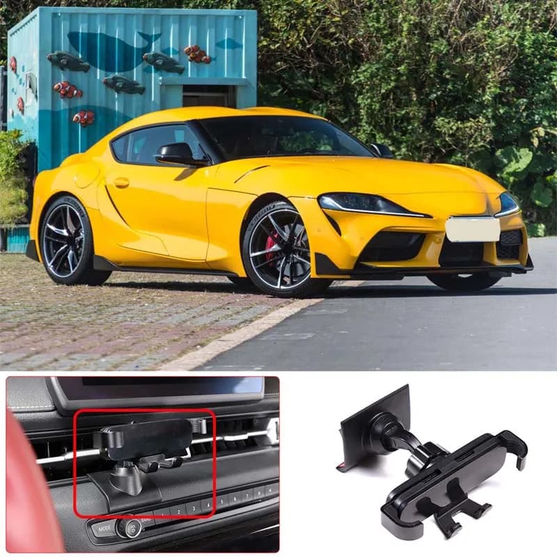 For 2019-2022 Toyota GR Supra MK5 A90 ABS Black Car Styling Dashboard Air Outlet Phone Holder Car Interior Accessories