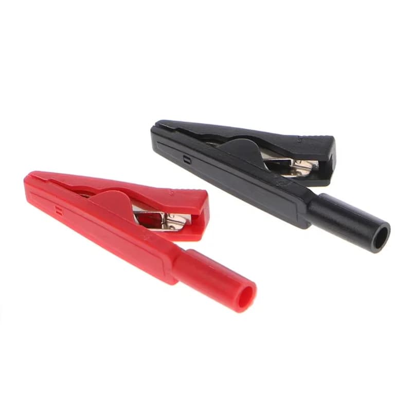 2Pcs Insulated Alligator Clip 2mm Battery Test Clip Banana Female Adapter Meter Test Multimeter Pen Cable Probes Crocodile Clip