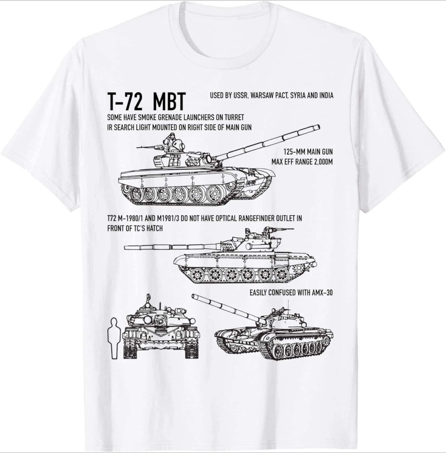 T-72 Russian Tank MBT Recognition Blueprints pattern design -100% cotton short sleeve O-neck casual printed men's T-shirt.