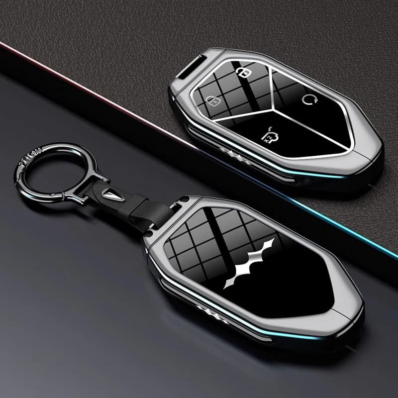 Zinc Alloy Car Key Case Cover For BYD Equation Leopard 5/8 Ti3 7 Keychain Remote Key Fob Cover Bag Protector Car Accessories