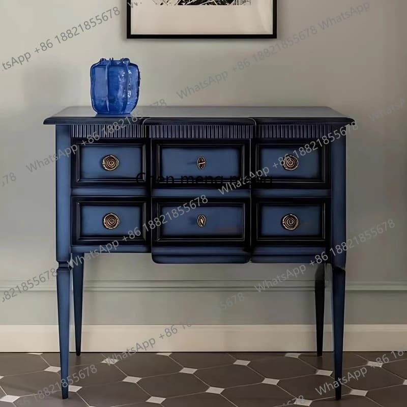 Retro entrance cabinet, integrated entrance facing the door, against the wall, corridor aisle cabinet