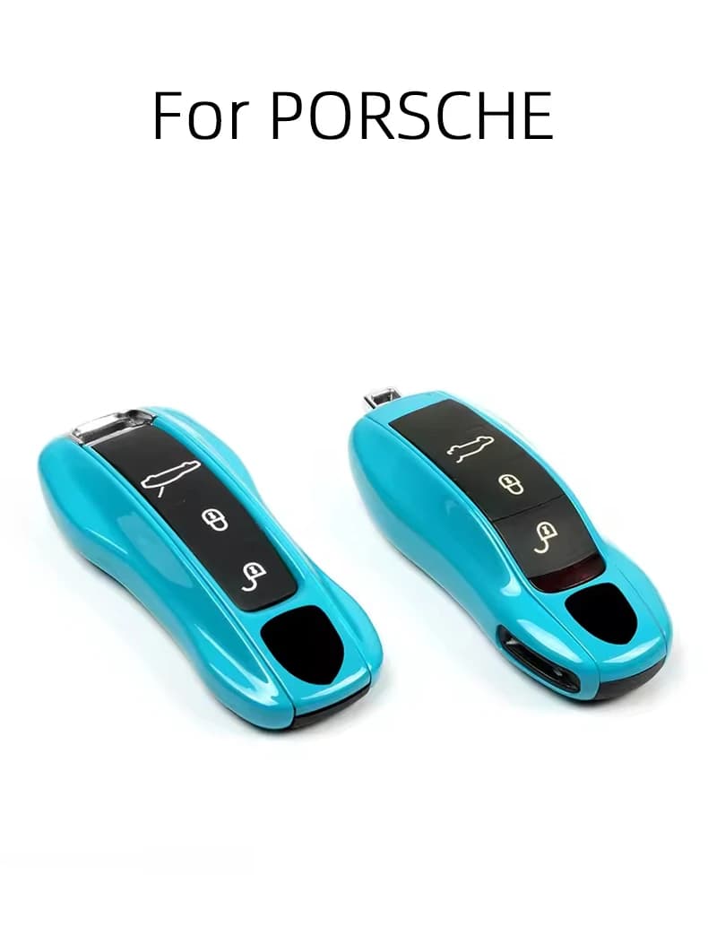 Car Key Case Miami Blue Remote Control Fob Protective Shell for Porsche Panamera Macan Taycan Boxster 911 718 Accessories