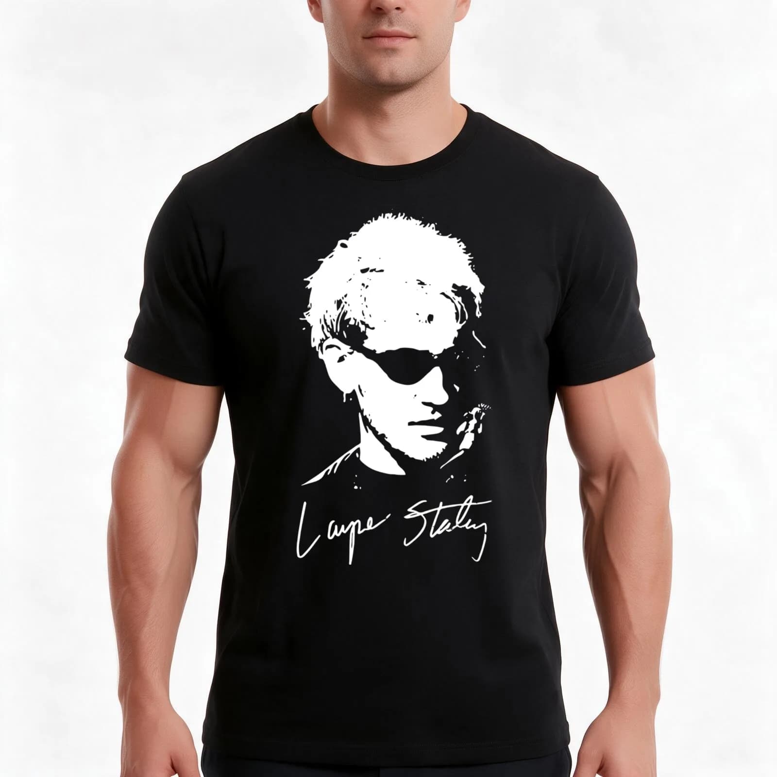 L Staley T-Shirt, Summer Casual Cotton Tee, Oversized Streetwear Tops, Vintage Graphic Print, Loose Fit Short Sleeve