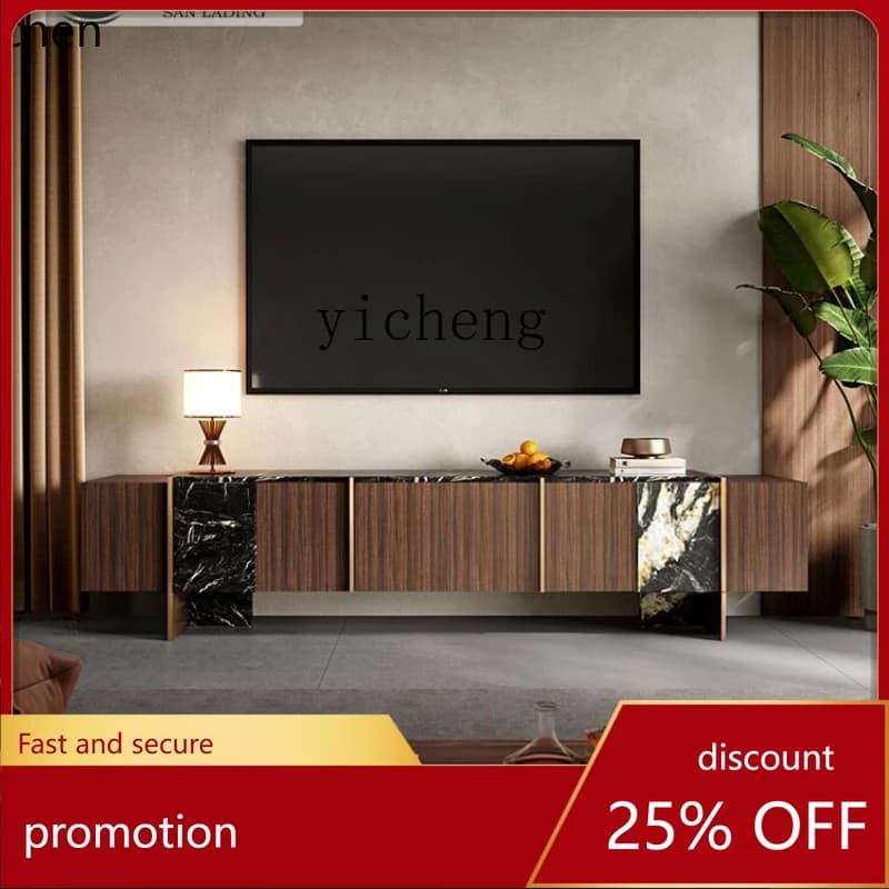 HXL light luxury marble TV cabinet coffee table combination household retro TV cabinet high storage cabinet
