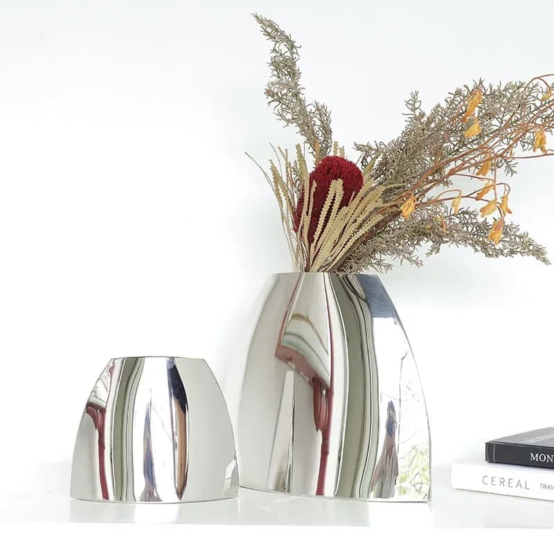 Luxury Mirror Stainless Steel Curved Vase, Flower Pot, Dining Table Decoration Ornament, Living Room Flower Arrangement