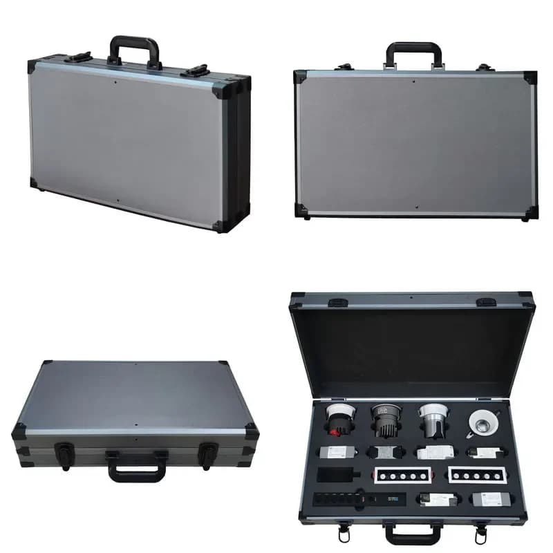 Customizable-Brown Aluminum Alloy Aluminum Box Lighting Toolbox Multifunctional Portable Custom Foshan Factory Direct Sales