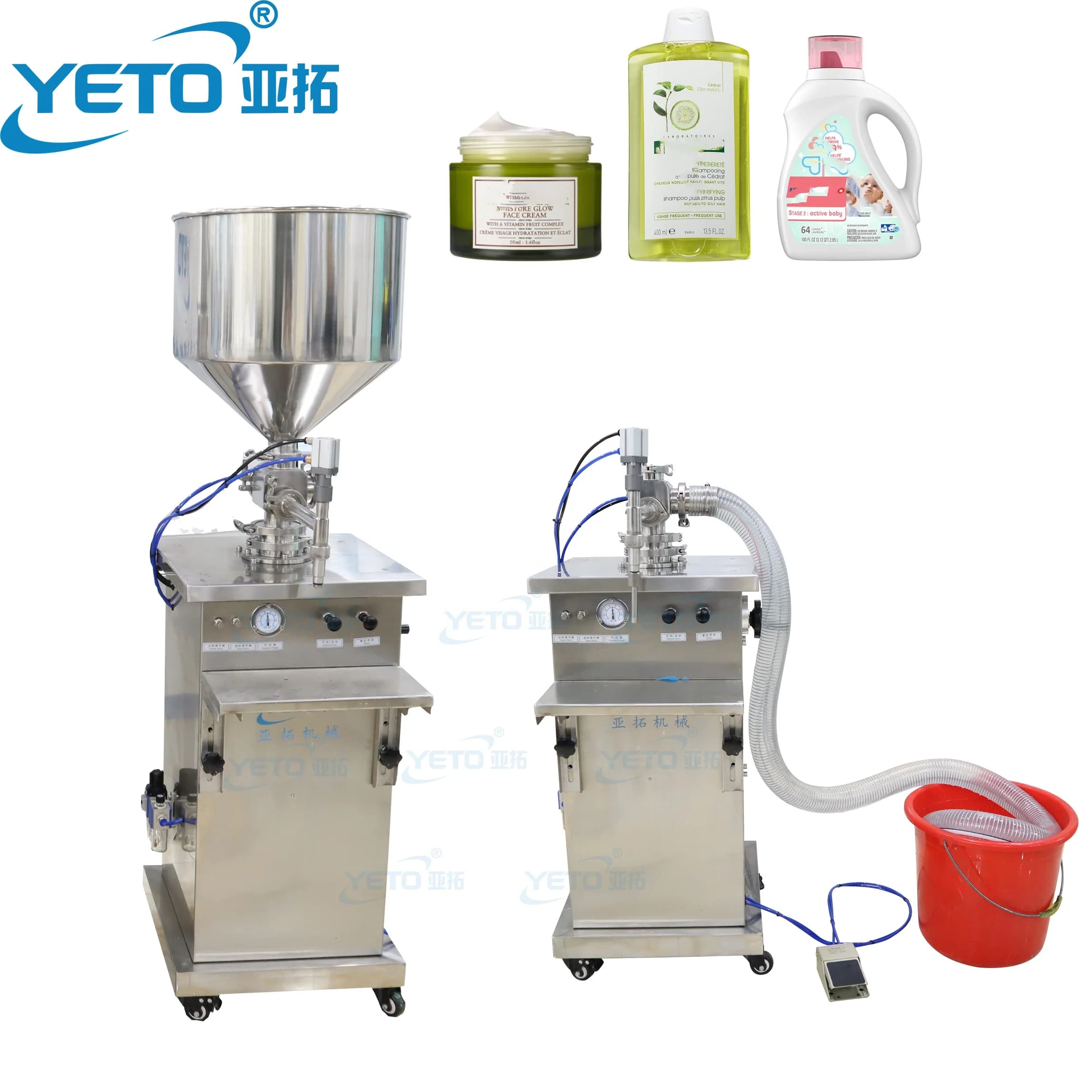 100 To1000ml Cream Thick Paste Viscosity Bottle Jar Filler Lotion  Liquid Soap Pneumatic Piston Filling Machine