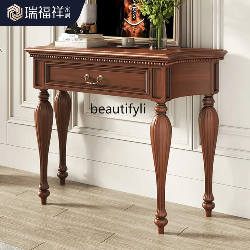 American solid wood entrance table, aisle storage cabinet against the wall table, foyer solid wood entrance table