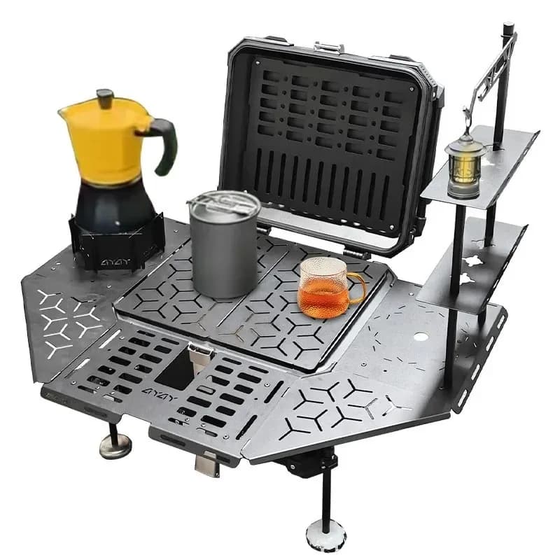 45L Multifunctional Armored Box Aluminum Motorcycle Outdoor Camping Table Top Box