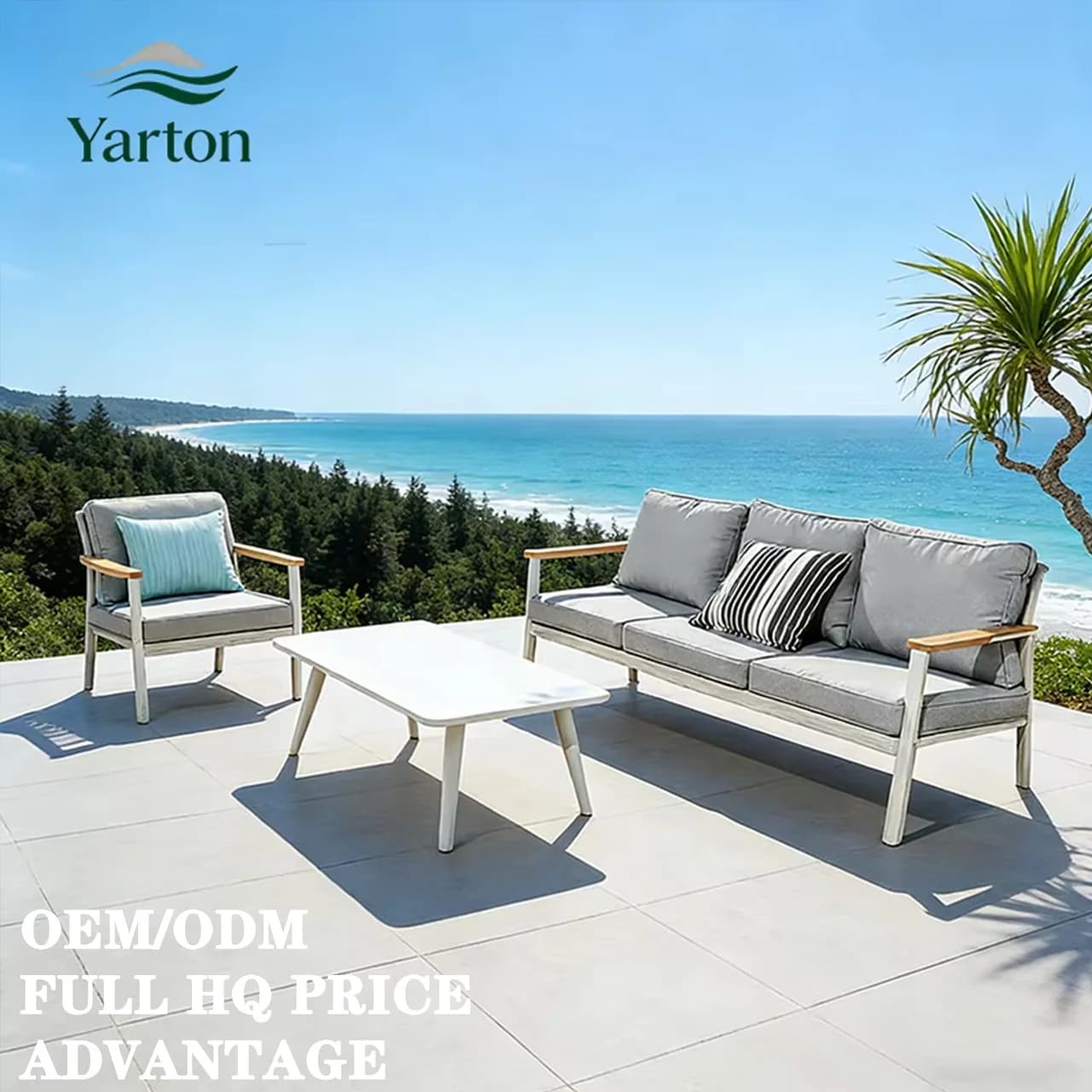 Custom Modern Waterproof UV-resistant Outdoor Aluminum Frame Dining Sofa Set for Garden Patio Beach Restaurant and Living Room