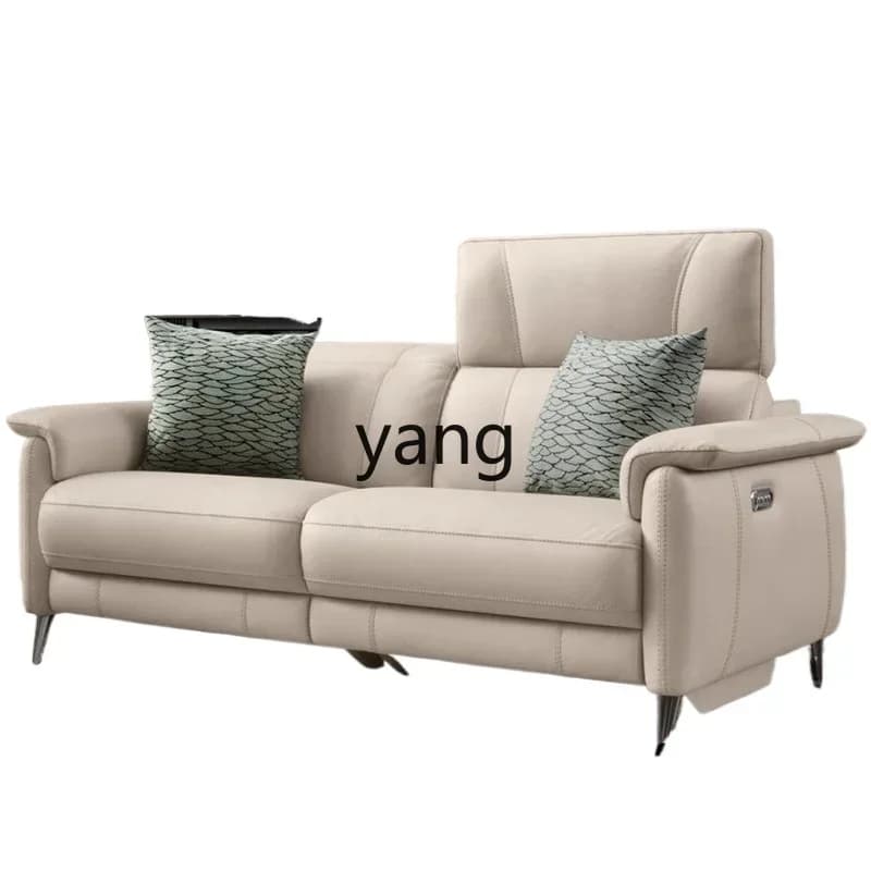 LTT1 Italian light luxury minimalist leather sofa first layer cowhide electric simple modern living room combination