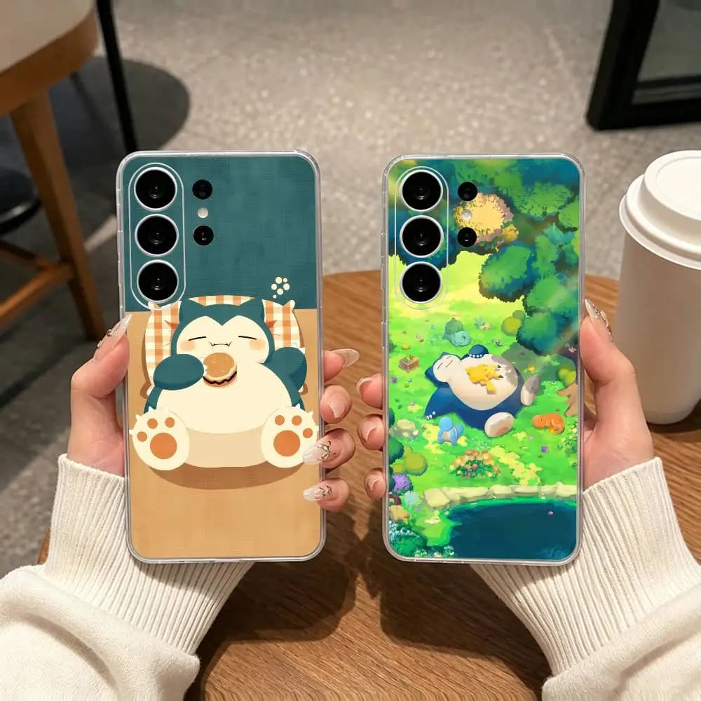 Hot Game Pokemons Snorlaxs  Phone Case For Samsung S25,S24,S21,S22,S23,S30,Ultra,S20,Plus,Fe Transparent Cover