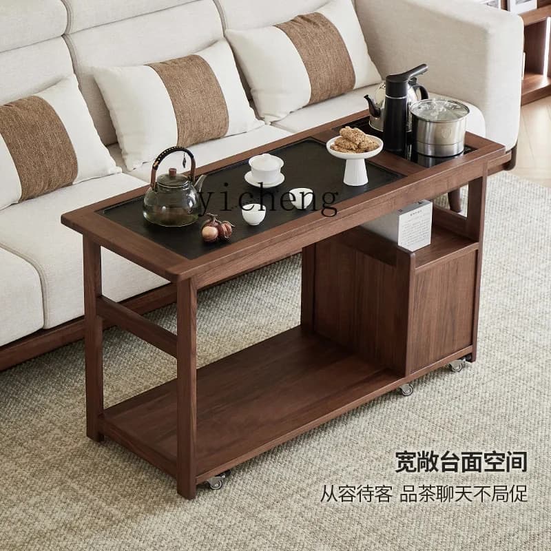 GZ-10 Tea Table with Kettle Integrated Table Simple Solid Wood Movable Tea Table Home Tea Cabinet
