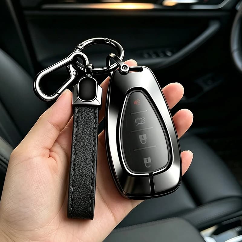 Metal Leather Car Key Cover Case For Chevrolet Cruze Spark Sonic Camaro Volt Bolt Trax Malibu Captiva Lacetti Aveo Shell