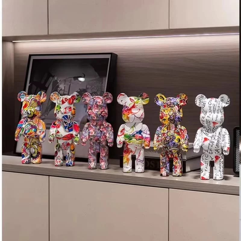 Graffiti Bear Decor Home Decoration Accessories Modern Style Desk Decor Living Room Decor Figurine Resin Christmas Gift