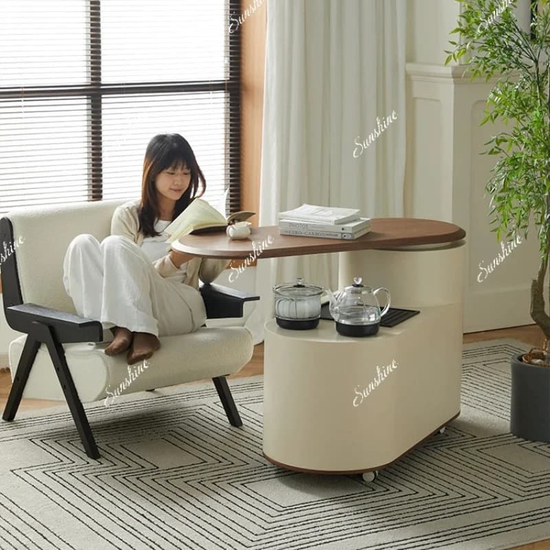 Removable kettle integrated living room home sofa tea cart