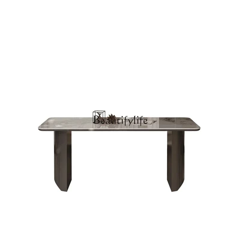 yj58 Living room household modern simple rectangular Italian light luxury rock slab small apartment dining table