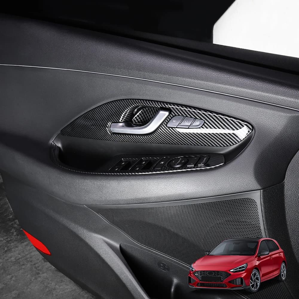 For Hyundai I30/I30 N 2017-2025 Car Tuning Carbon Fiber Inner Door Handle Cover Accessories LHD/RHD