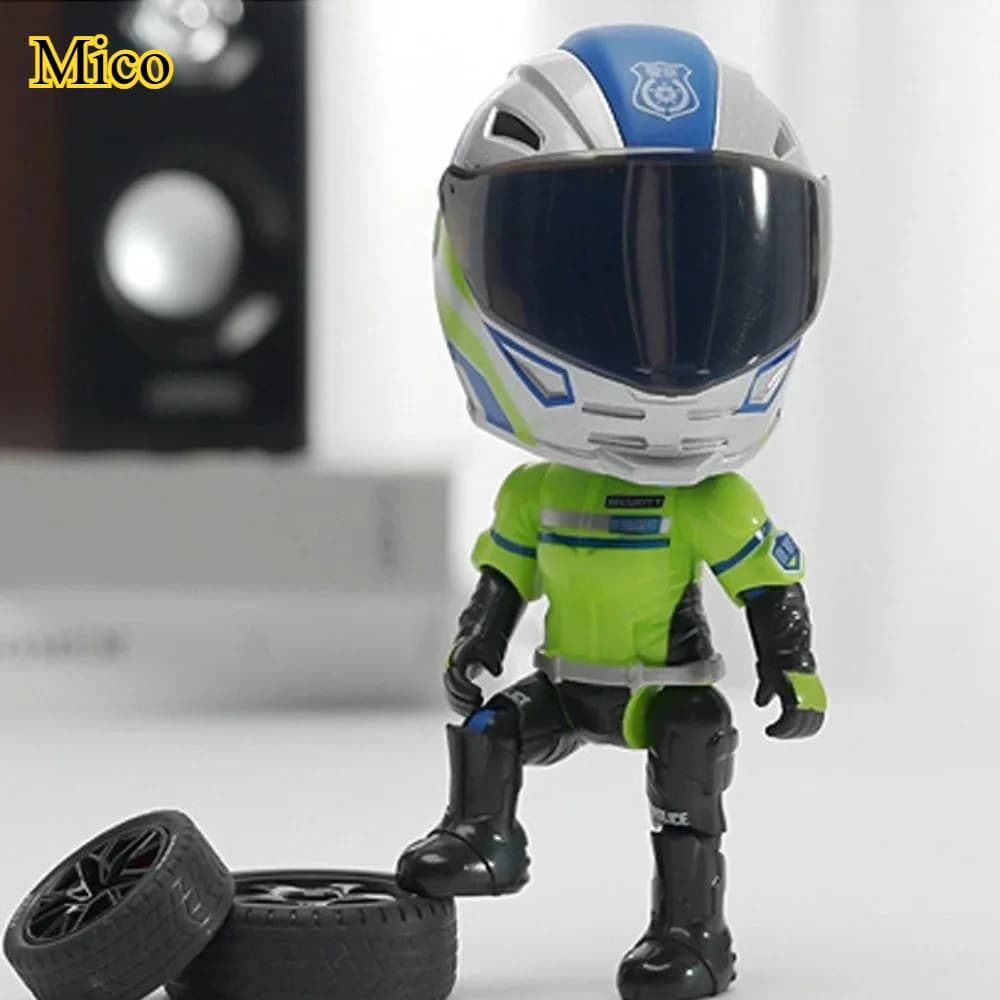Transforming Helmet Motorcycle Rider Action Figure - Cool Mechanical Cyberpunk Desktop Ornament for Room Decor 🏍️