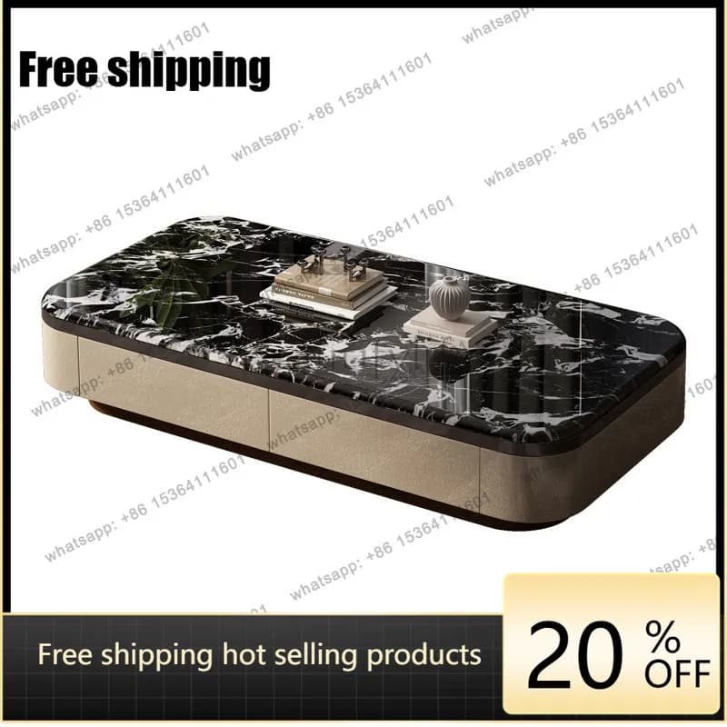 YJ Pure Handmade Light Luxury Microcrystalline Stone Modern Large Flat Living Room Coffee Table Villa Home Use