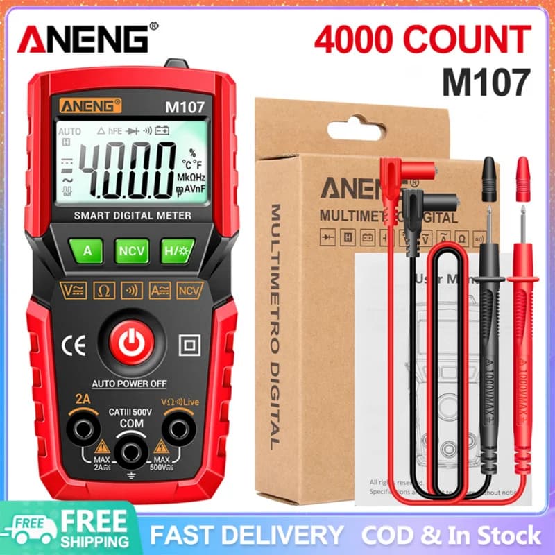 ANENG M107/M108 Voltage Resistance 4000 Counts NCV DC AC Tester LCD Smart Digital Multimeter Current Tester Meter