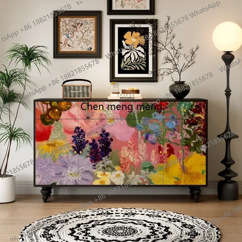 Solid wood French retro entrance cabinet painted living room bedroom storage cabinet bed and breakfast drawer cabinet