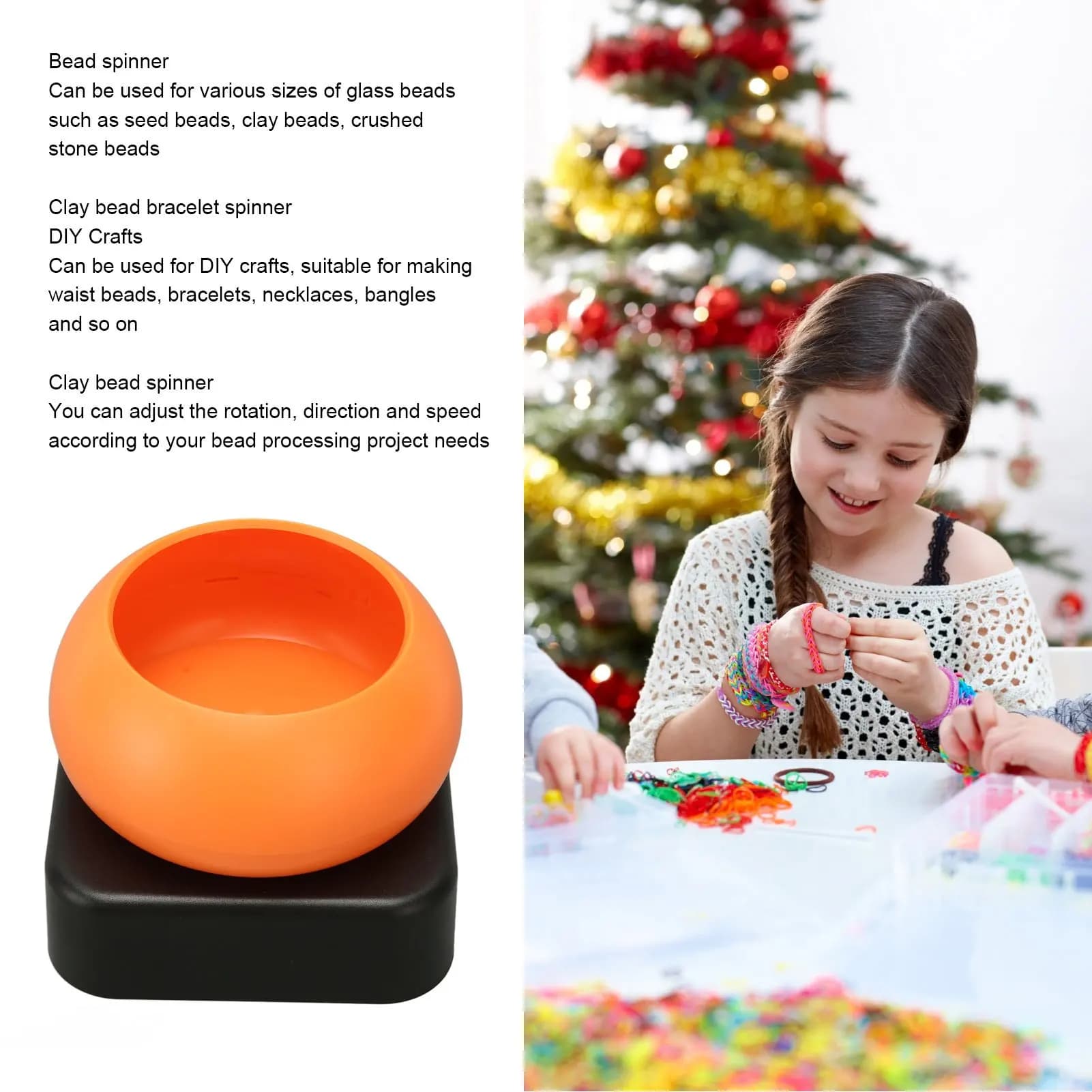 F2 Electric Bead Spinner for Jewelry Making Adjustable Speed USB Power Supply Forward Reverse Control Bead Spinner Orange