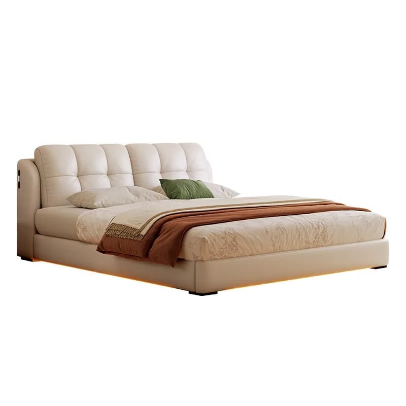 Double bed soft bag adjustable backrest high box storage translational leather bed