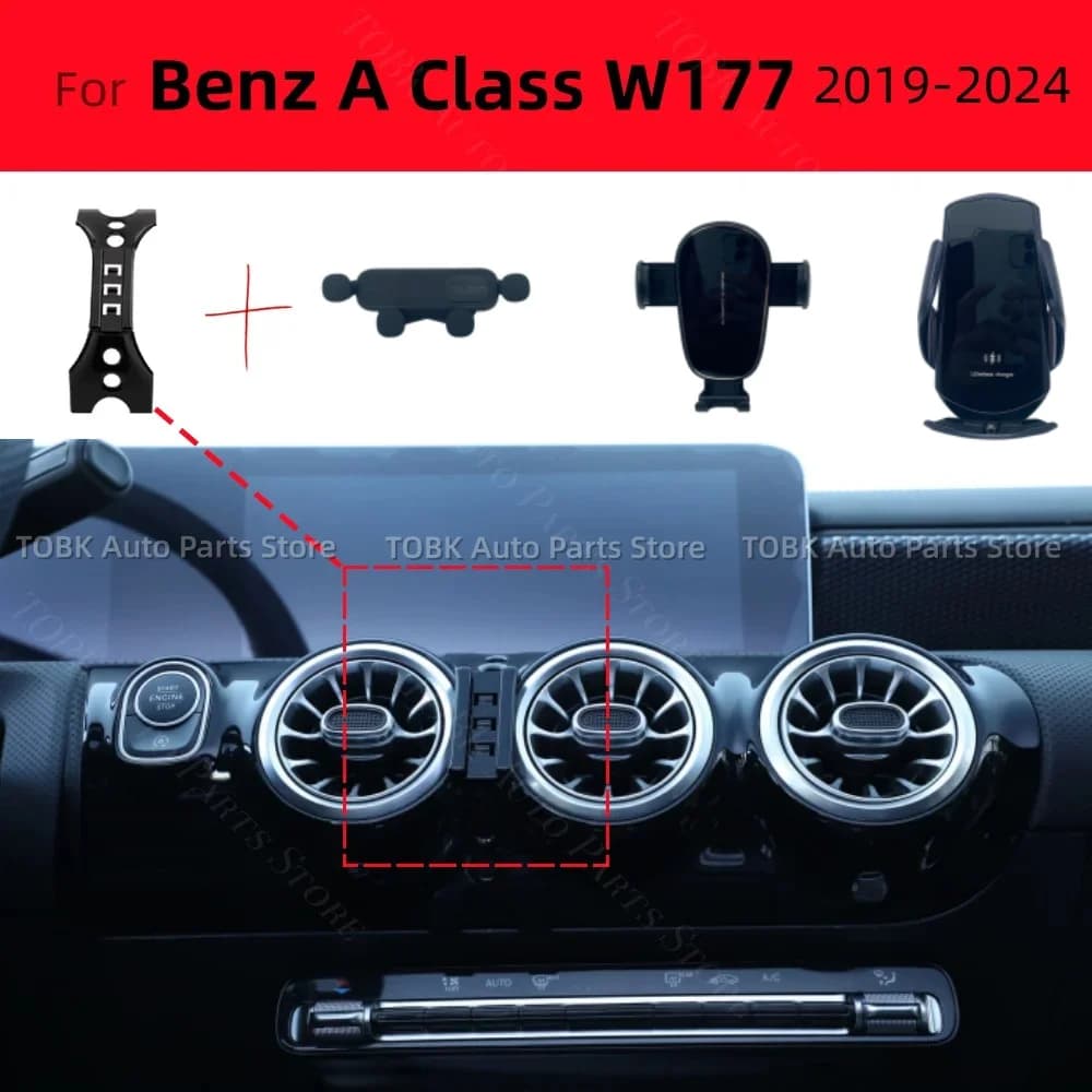 For Mercedes Benz A Class W177 2019-2024 Car Phone Holder Special Fixed Bracket Base 15W Wireless Charging Cars Accessories