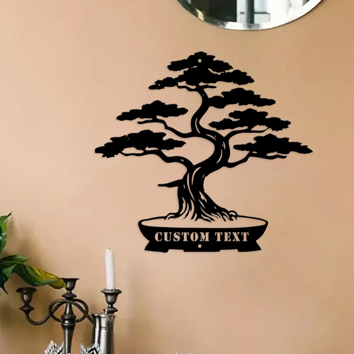 Custom Bonsai Garden Metal Wall Art for Modern Home Decor, Door Entry Sign Decoration Adds Artistic Flair and Natural Elegance