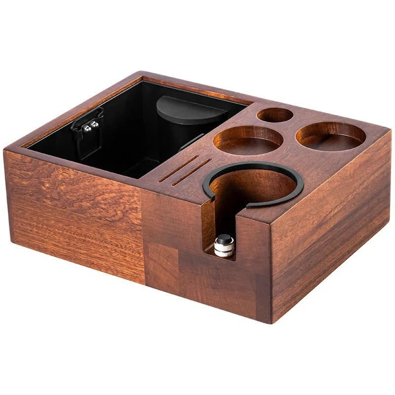 Coffee press seat, integrated slag box bar utensils