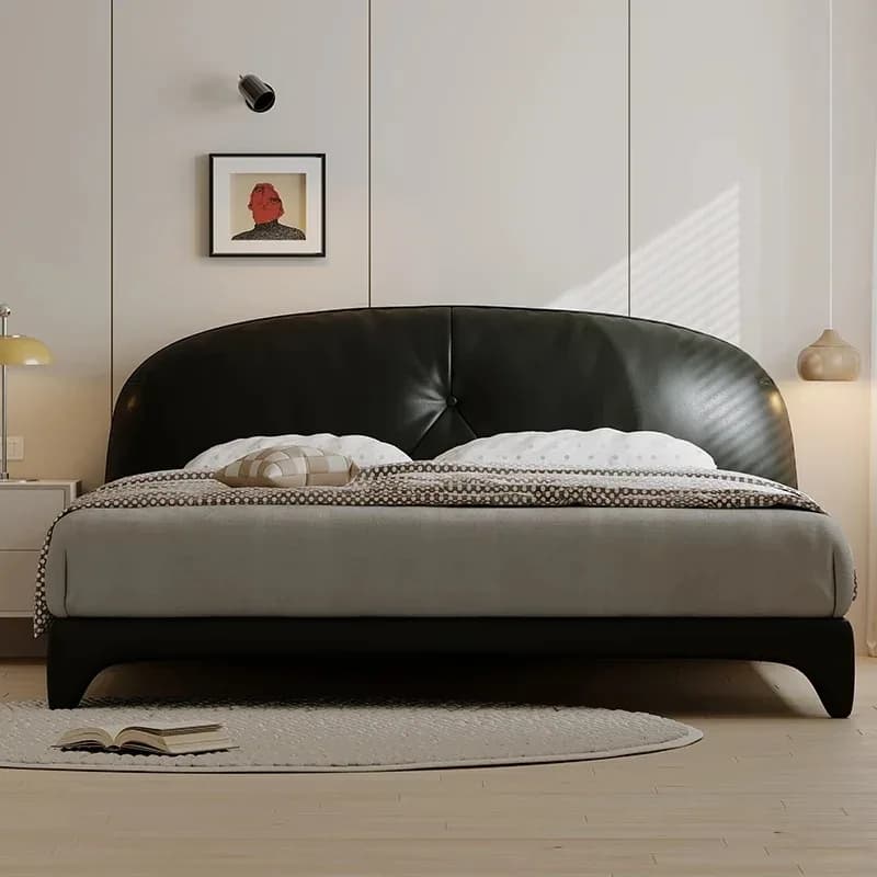 Black Organizer Double Bed Headboard Princess Modern Wooden Platform Double Bed Hotel Queen Luxury Cama De Casal Furniture Home