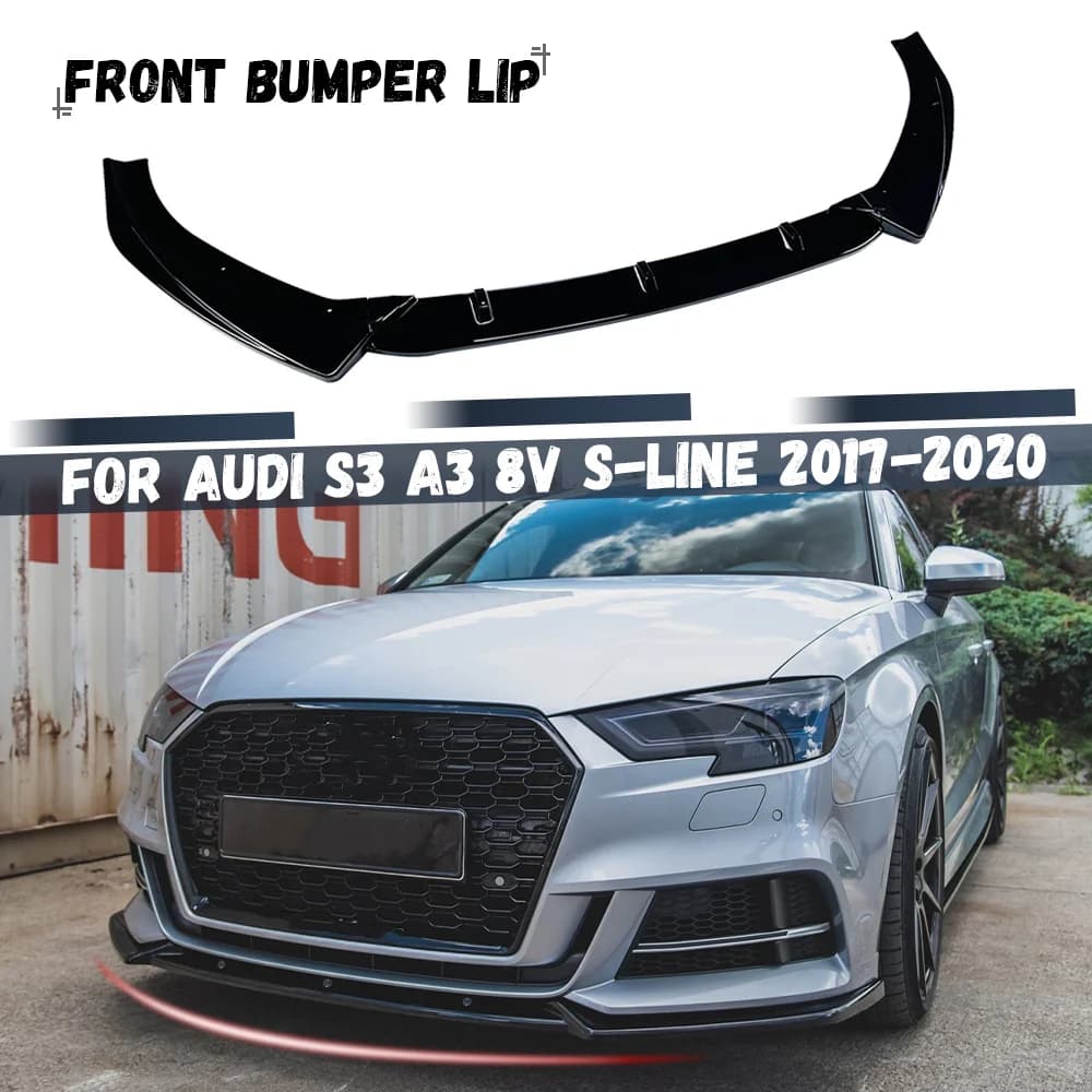 Front Bumper Splitter Lip Diffuser Body Kit Spoiler Guard For Audi A3 S3 8V S-line 2017 2018 2019 2020 Saloon / Sportback
