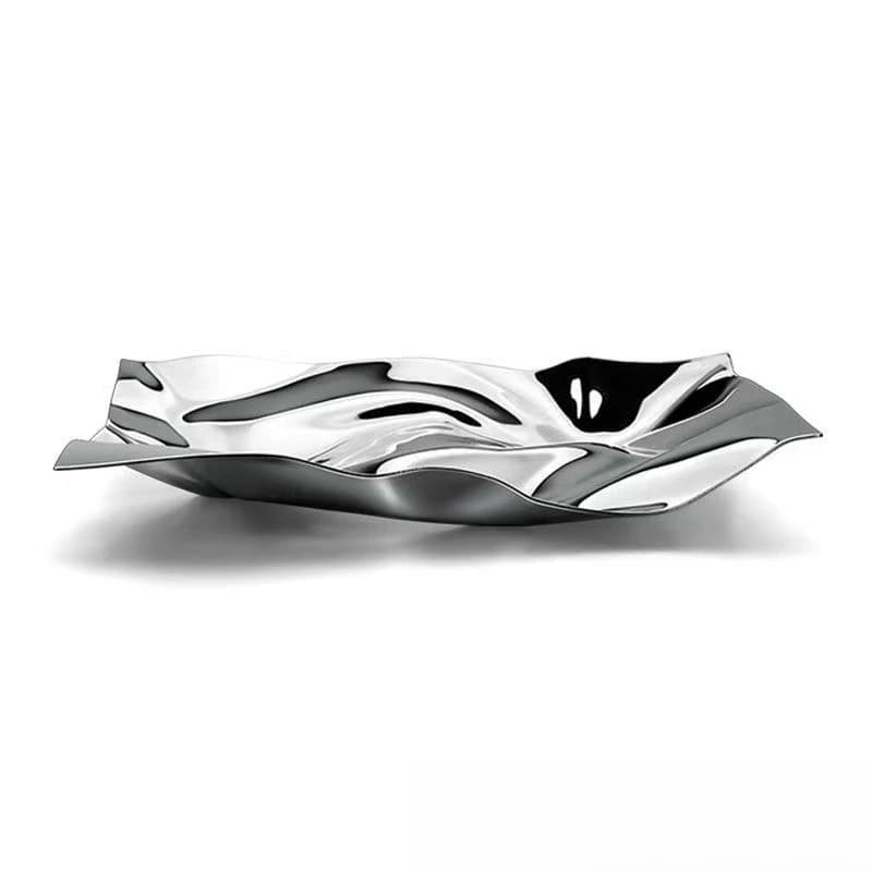 Stainless steel decorative plate Shaped plate Creative ornament plate Round portable tray Snack fruit