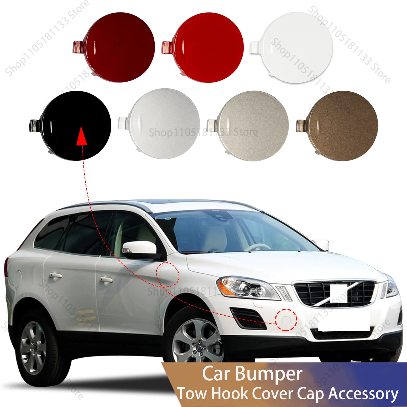 For Volvo XC60 2009-2013 Front Bumper Tow Hook Cover 39854961 OE Replacement Direct Fit Professional Installation  30763409