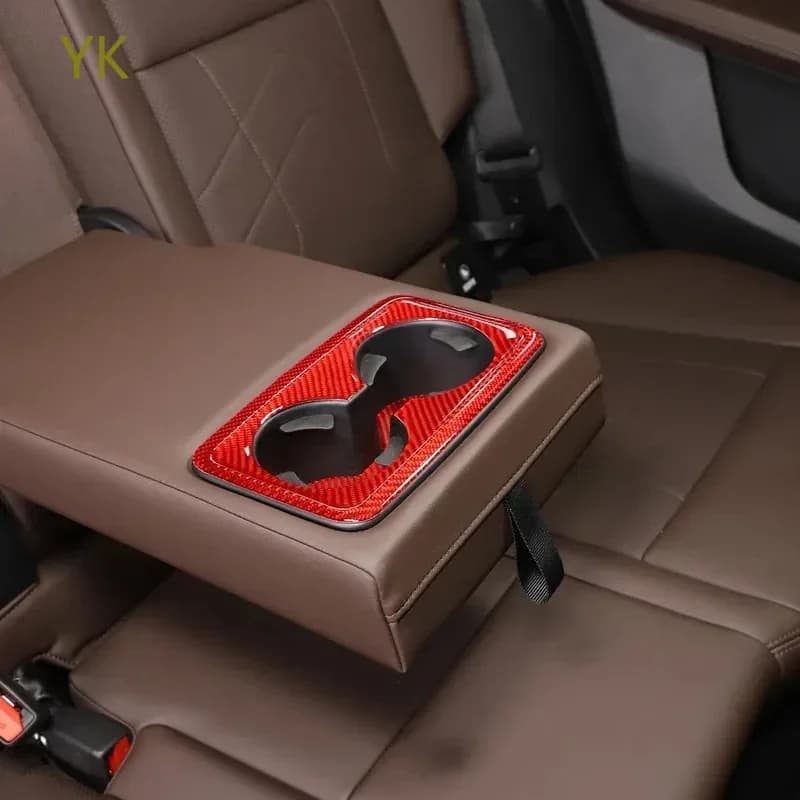 For BMW X1 U11 2023-2025 Soft Carbon Fiber Car Rear Row Hidden Cup Holder Panel Cover Trim Sticker Interior Car Accessories