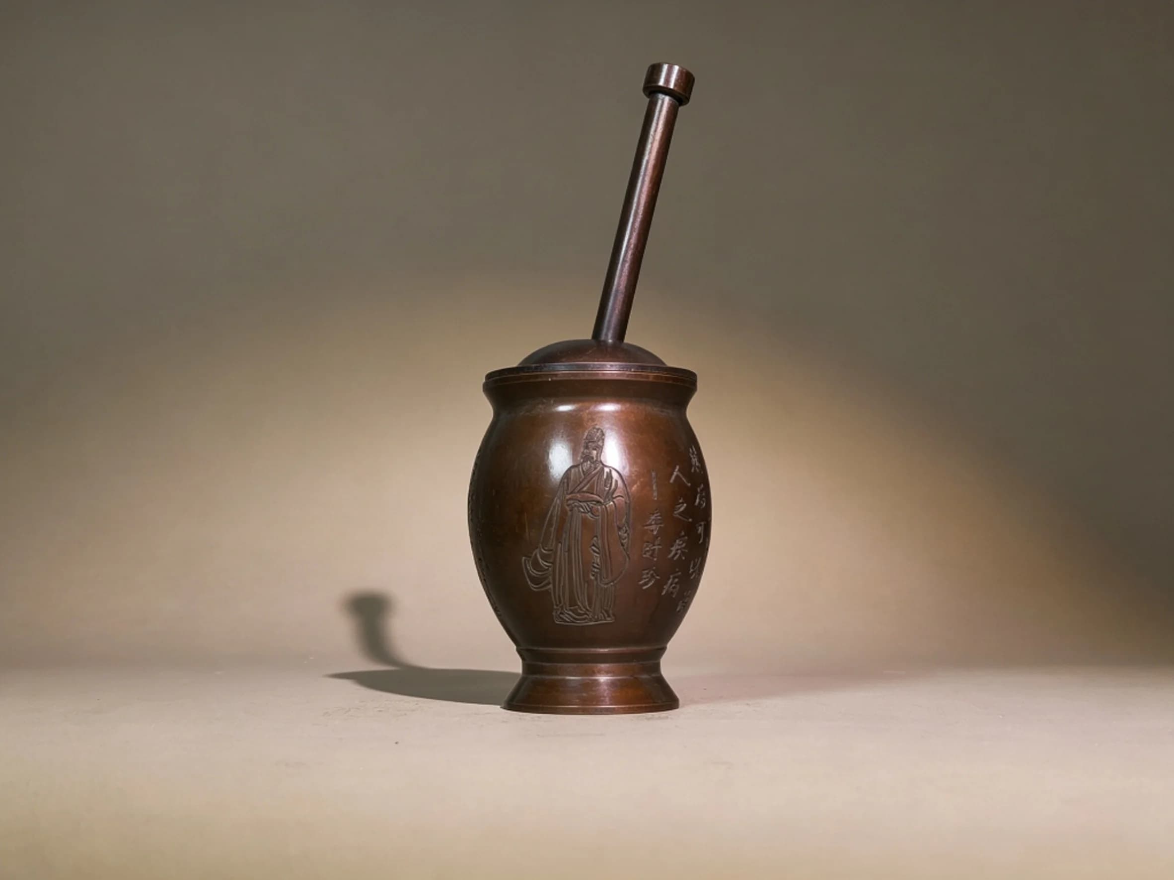 Exquisite Solid Copper Medicine Mortar, Desktop Ornament, Practical Household Item, Decorative Gift & Craft for TCM Clinics