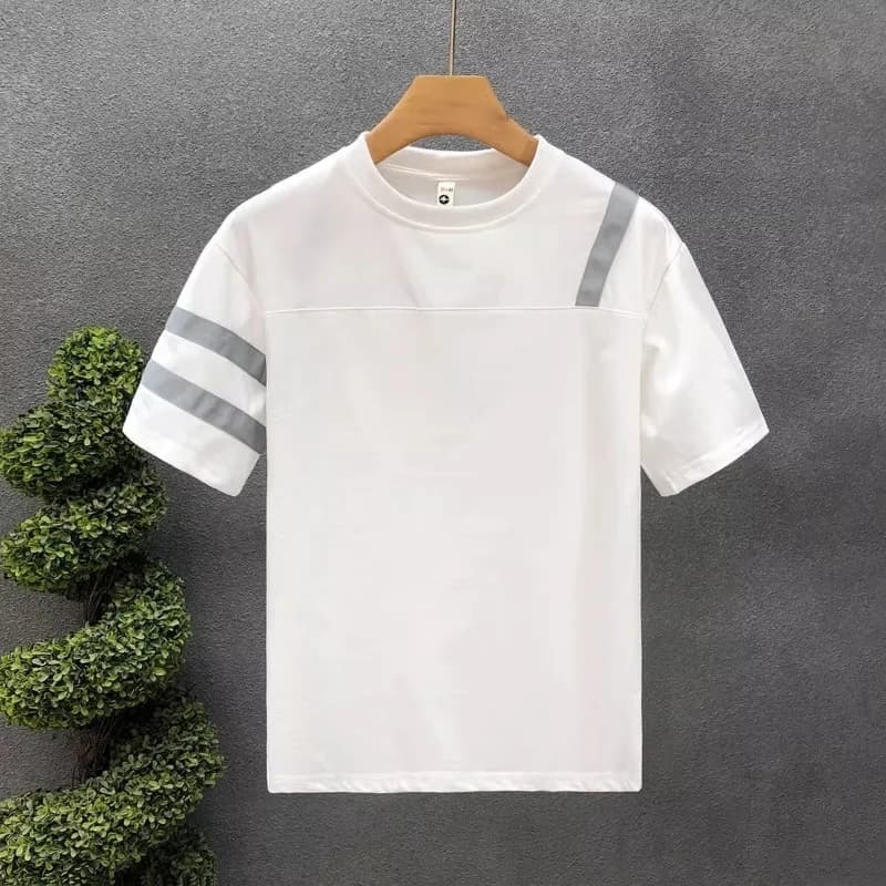 Trend Fashion Versatile Summer Men's O-NeckThin Style Striped Quick Drying Simplicity Casual Slim Short Sleeve T-Shirts Tops