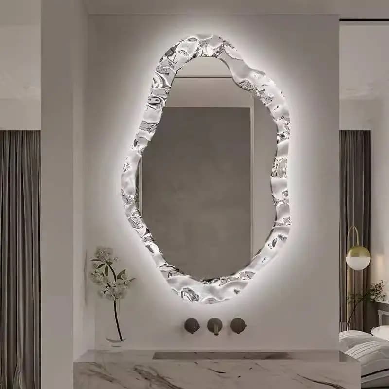 Luxury Toilet Mirror Light Universal Irregular Aesthetic Accessories Wall Art Decor Vanity Salon Espelho Room Accessories