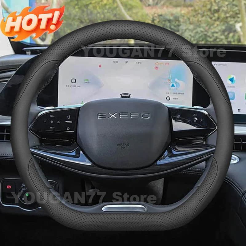 Leather Car Steering Wheel Cover For Exeed RX Omoda 9 Omoda C9 2023 2024 2025 2026 Covers For Covers Auto Interior Accessories