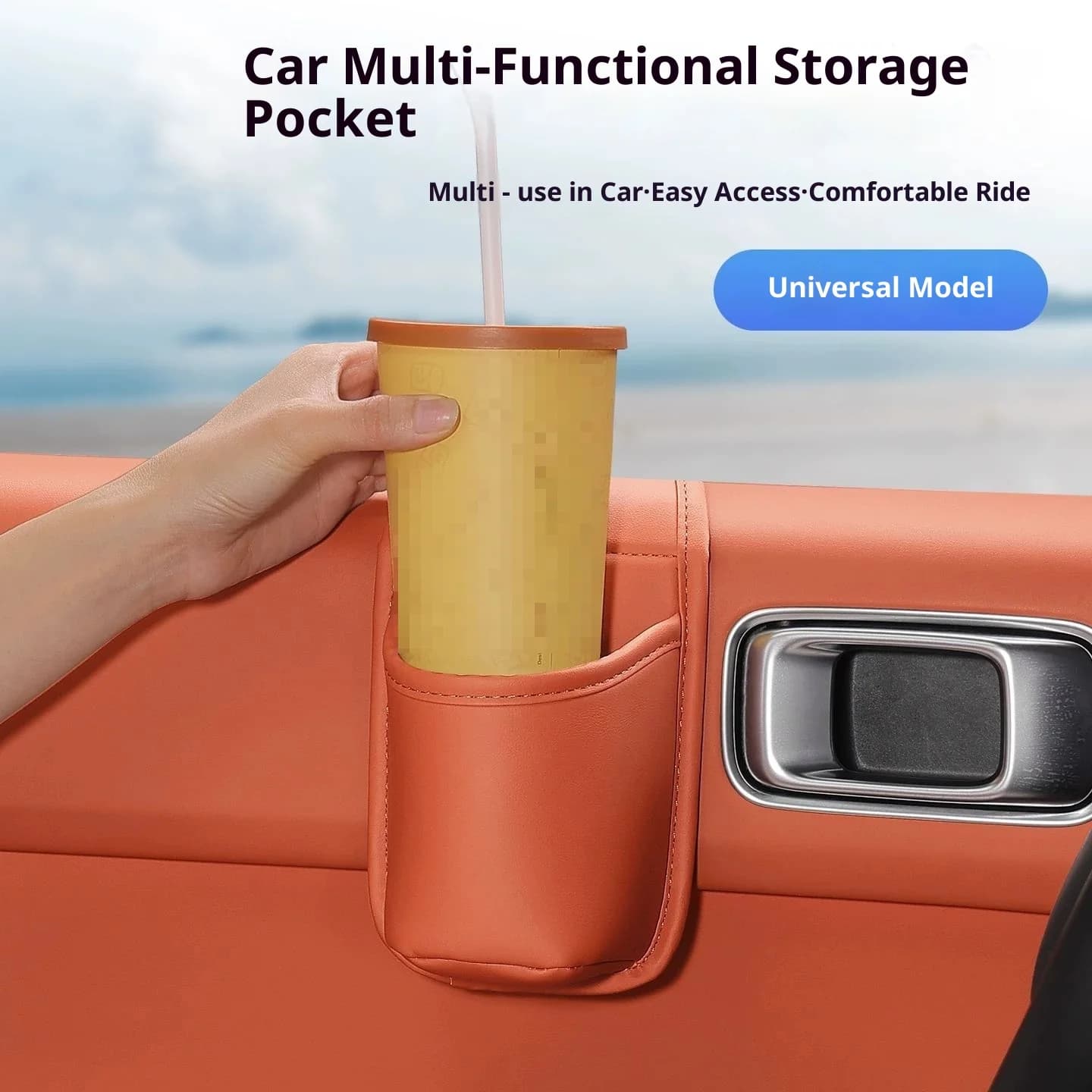 For Car Door Storage Box Organizer Cup Holder Phone Stand Side Pocket Multifunctional Drink Holder