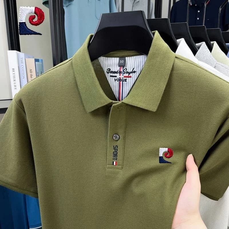 New Summer Men's High-Quality Casual Short-Sleeved Polo Shirt, Trendy and Fashionable, Sweat Absorbing and Breathable Top